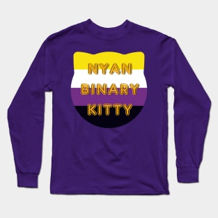 Nyanbinary Kitty Nonbinary Flag With Cat Ears Design Long Sleeve T-Shirt